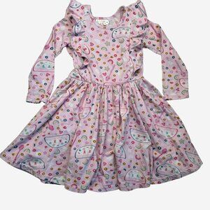 Dot Dot Smile Cereal and Milk Ruffle Dress Size 3/4